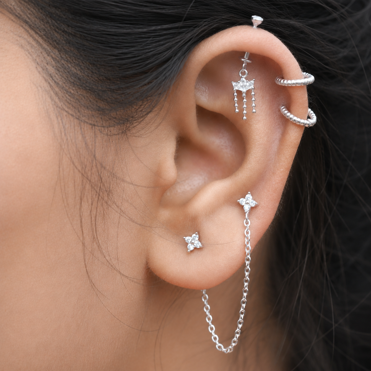 Crystal Drizzle Helix Hanging Earrings