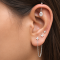 Evergreen Solitare Helix Hanging Earrings