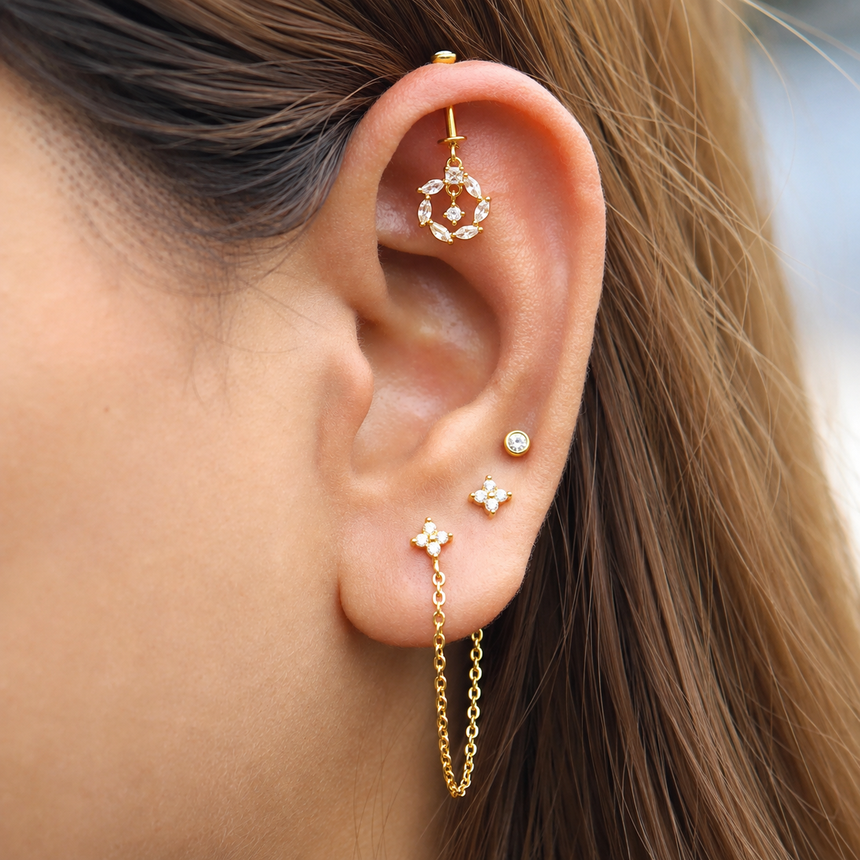 Marquise Circle Dangling Drop Helix Hanging