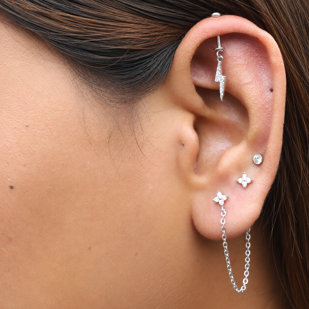 Lightning Bolt Helix Hanging Earrings