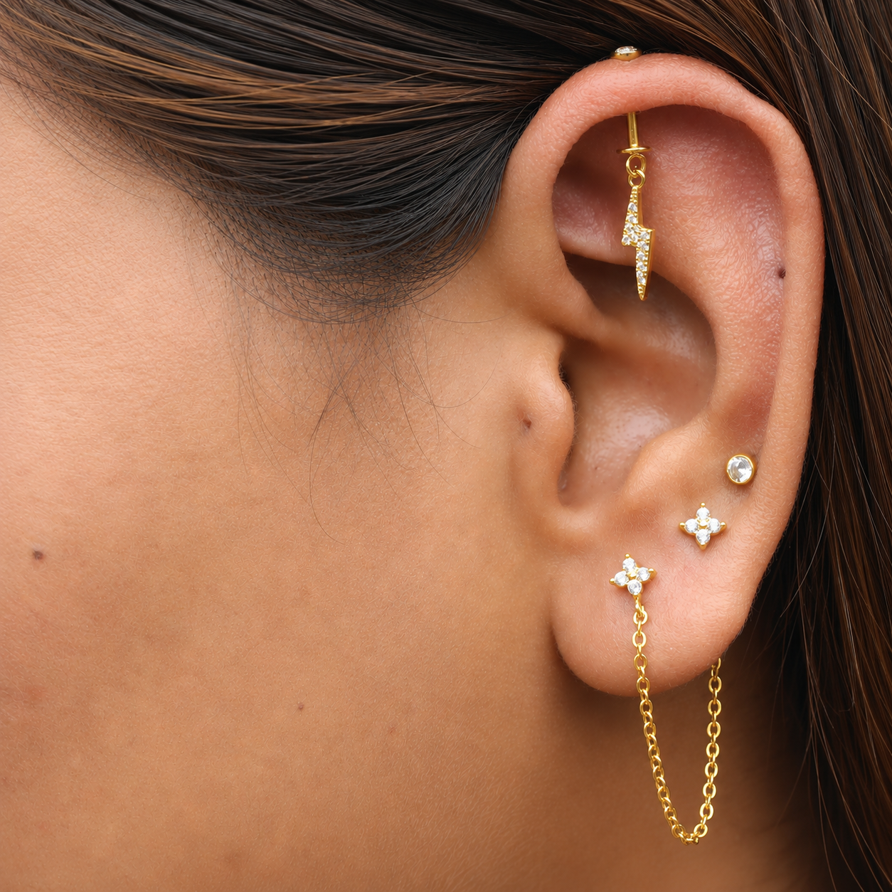 Lightning Bolt Helix Hanging Earrings