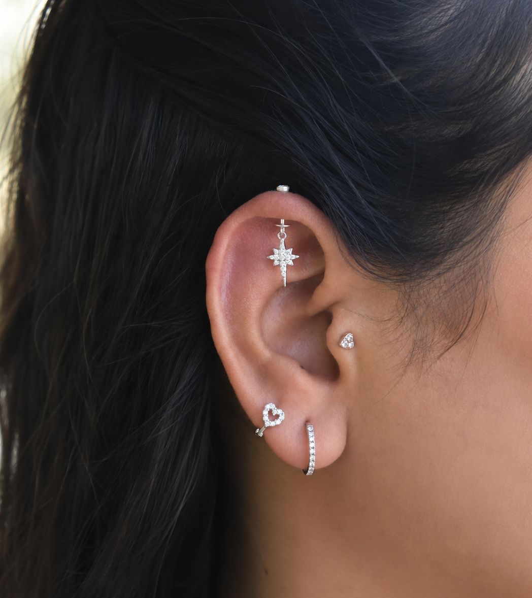 Zirconia Dangle Star Helix Hanging Earrings