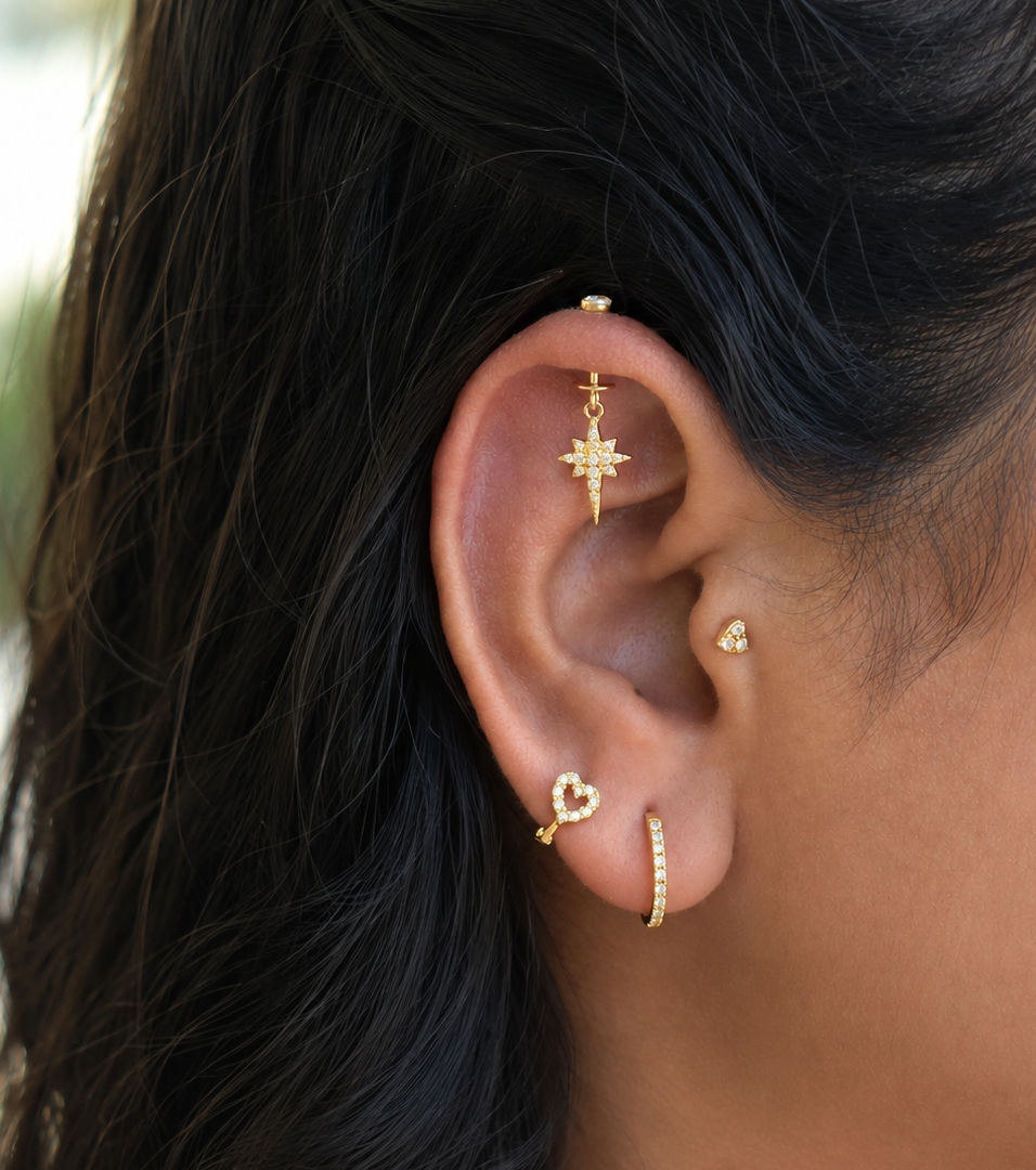Zirconia Dangle Star Helix Hanging Earrings