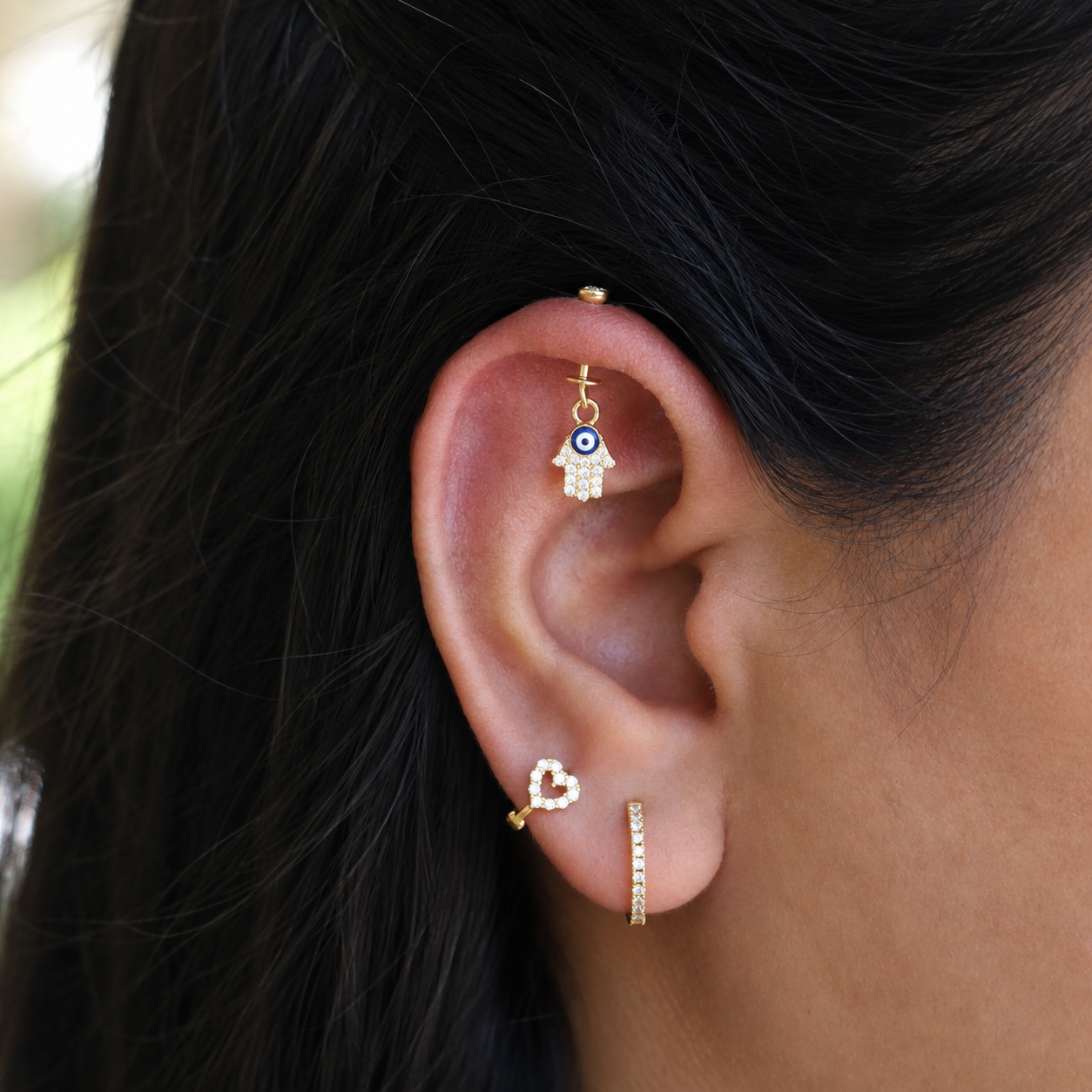 Hamsa Hand Helix Hanging Earrings