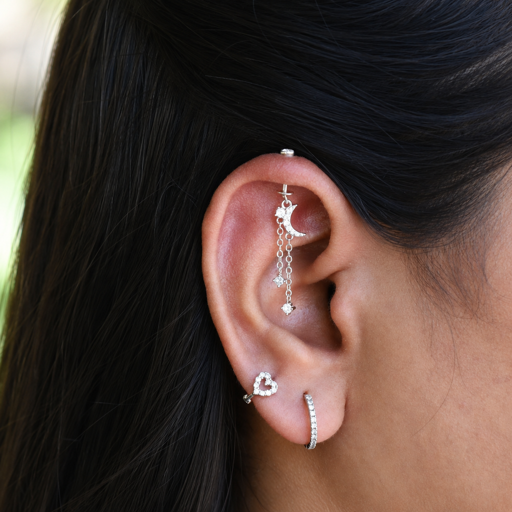 Luxury Luna Chain Helix Hanging Earrings