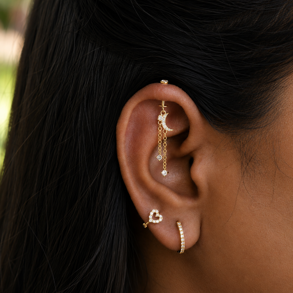 Luxury Luna Chain Helix Hanging Earrings