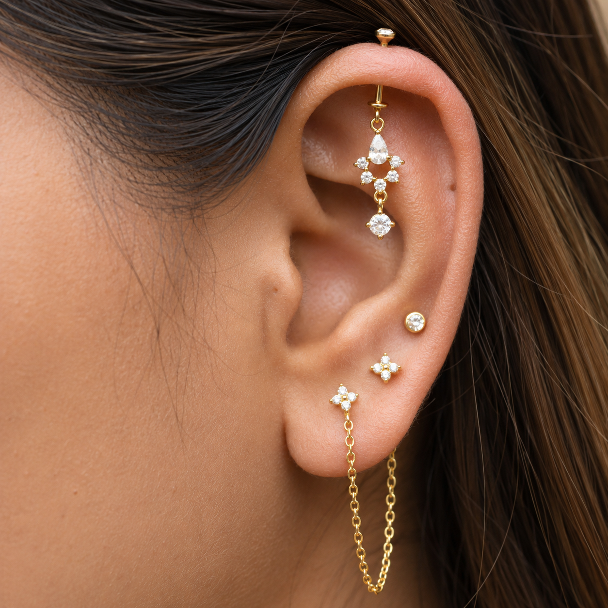 Statement Drop Helix Hanging Earrings