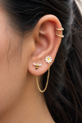 2 in 1 Bee and Flower Chain Connector Earrings