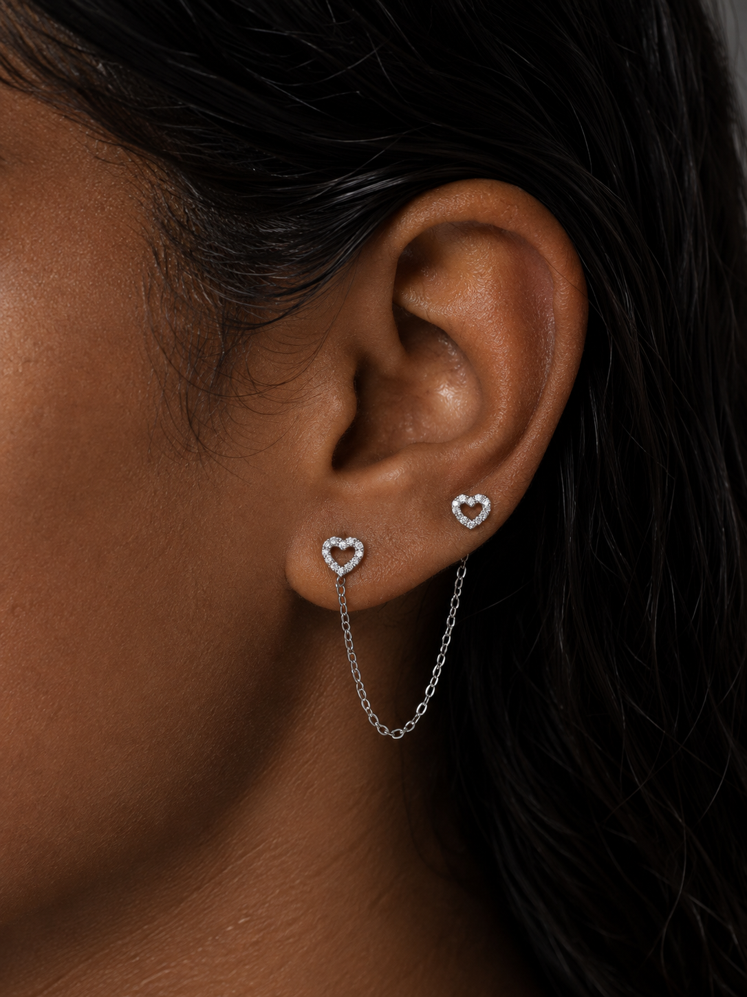 2 in 1 Heart Chain Connector Earrings