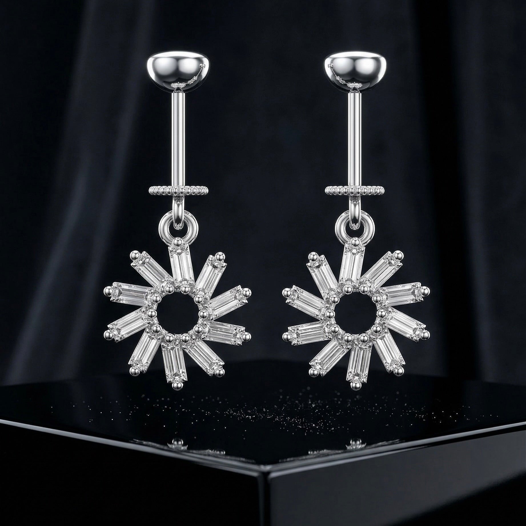 Frost Flower Helix Hanging Earrings