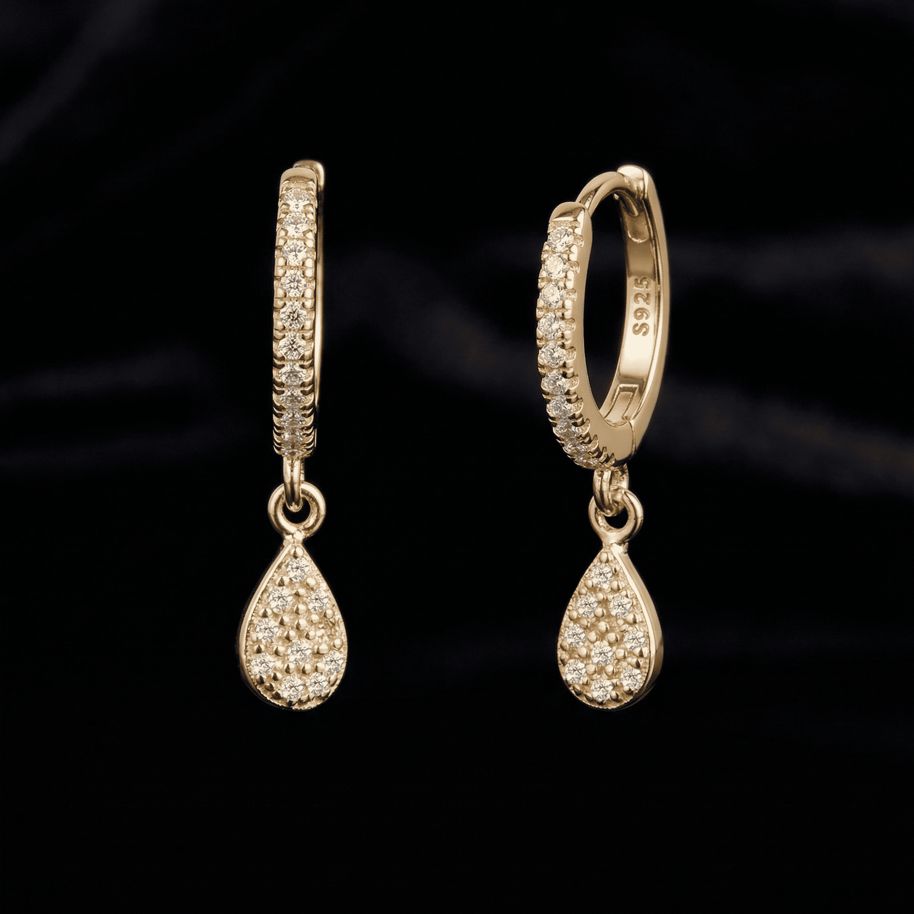 Zirconia Stone Drop Hoop