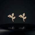 Leaf Zircon Stud Earrings