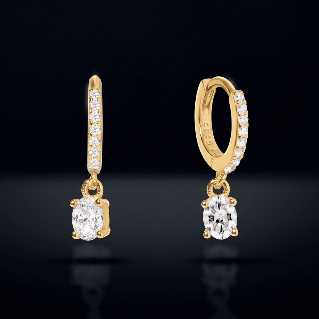 Mini Stone Drop Hoop Earrings