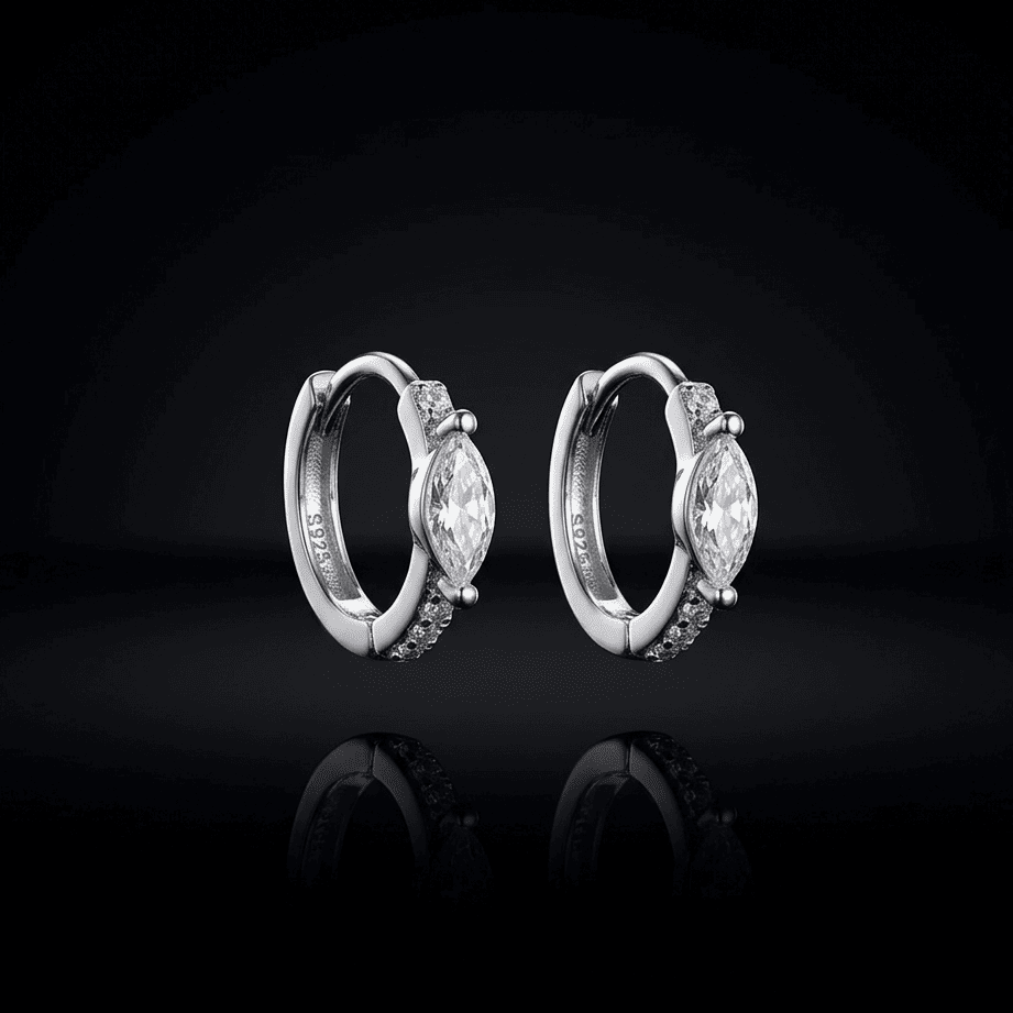 Marquise Stone Mini Hoop Earrings