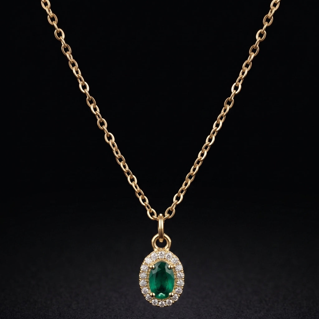 Emerald Solitare Pendant Necklace