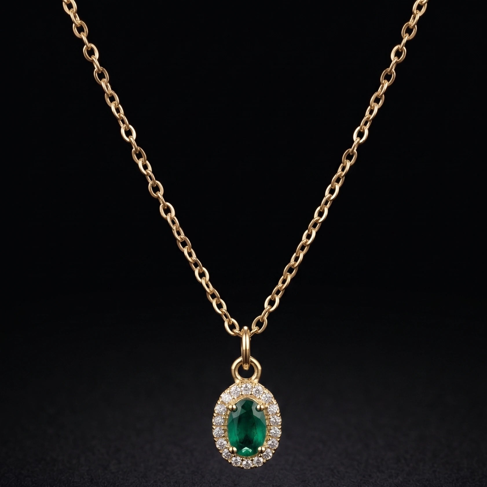 Emerald Solitare Pendant Necklace