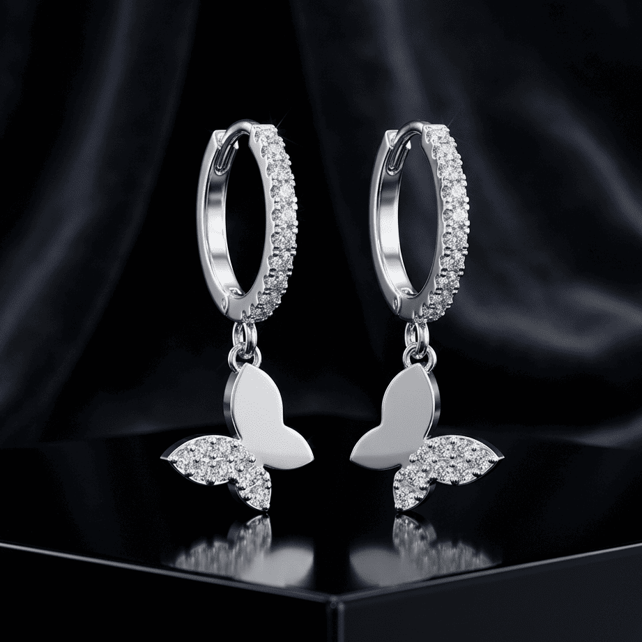 Butterfly Charm Hoop Earrings