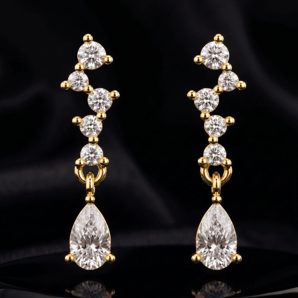 Zirconia Drop Arc Stud Earrings