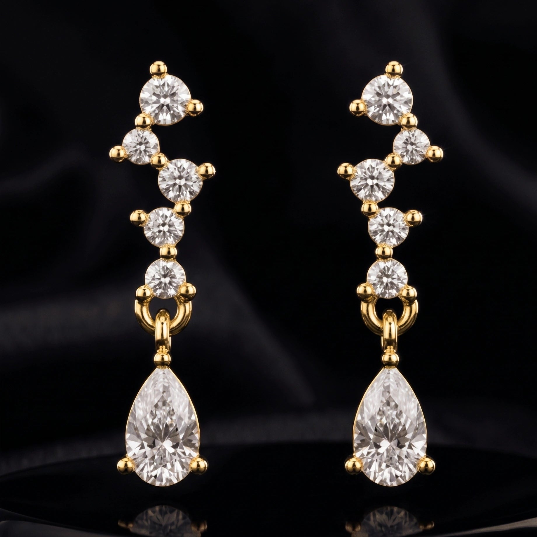 Zirconia Drop Arc Stud Earrings