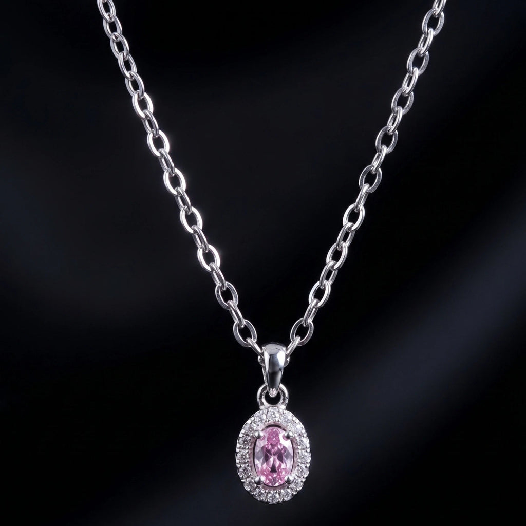 Aurora Pink Solitaire Necklace
