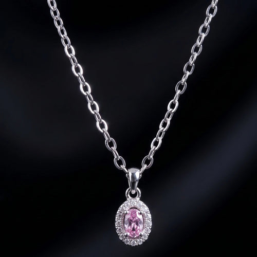 Aurora Pink Solitaire Necklace