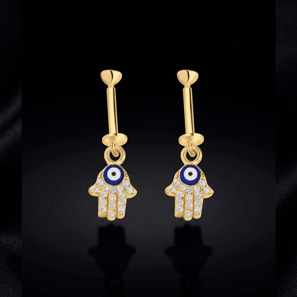 Hamsa Hand Helix Hanging Earrings