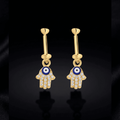 Hamsa Hand Helix Hanging Earrings