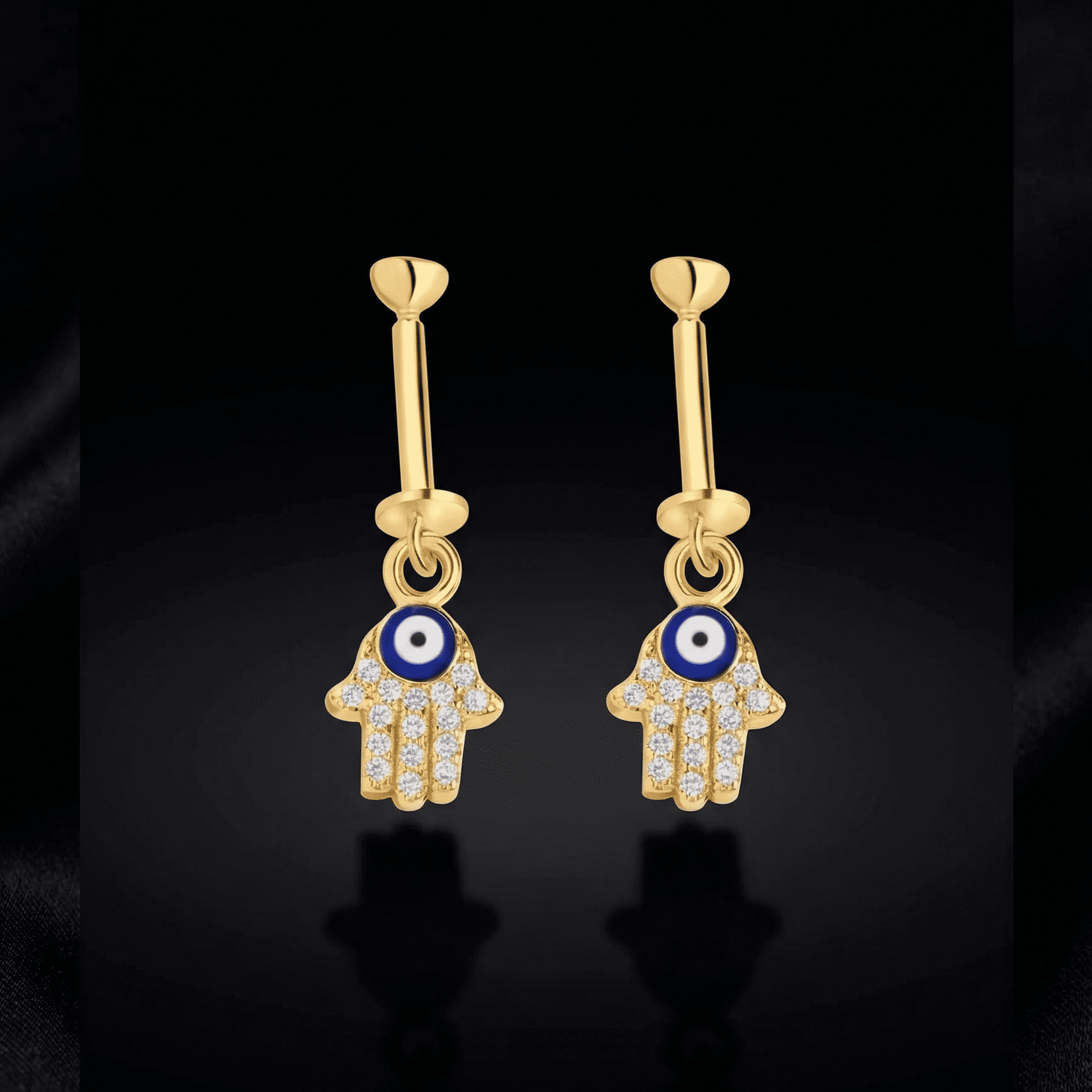 Hamsa Hand Helix Hanging Earrings