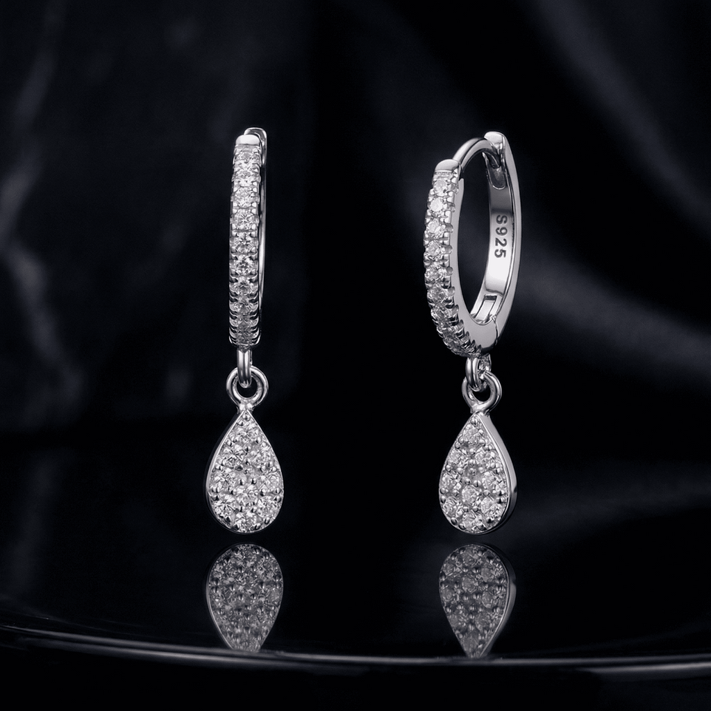 Zirconia Stone Drop Hoop
