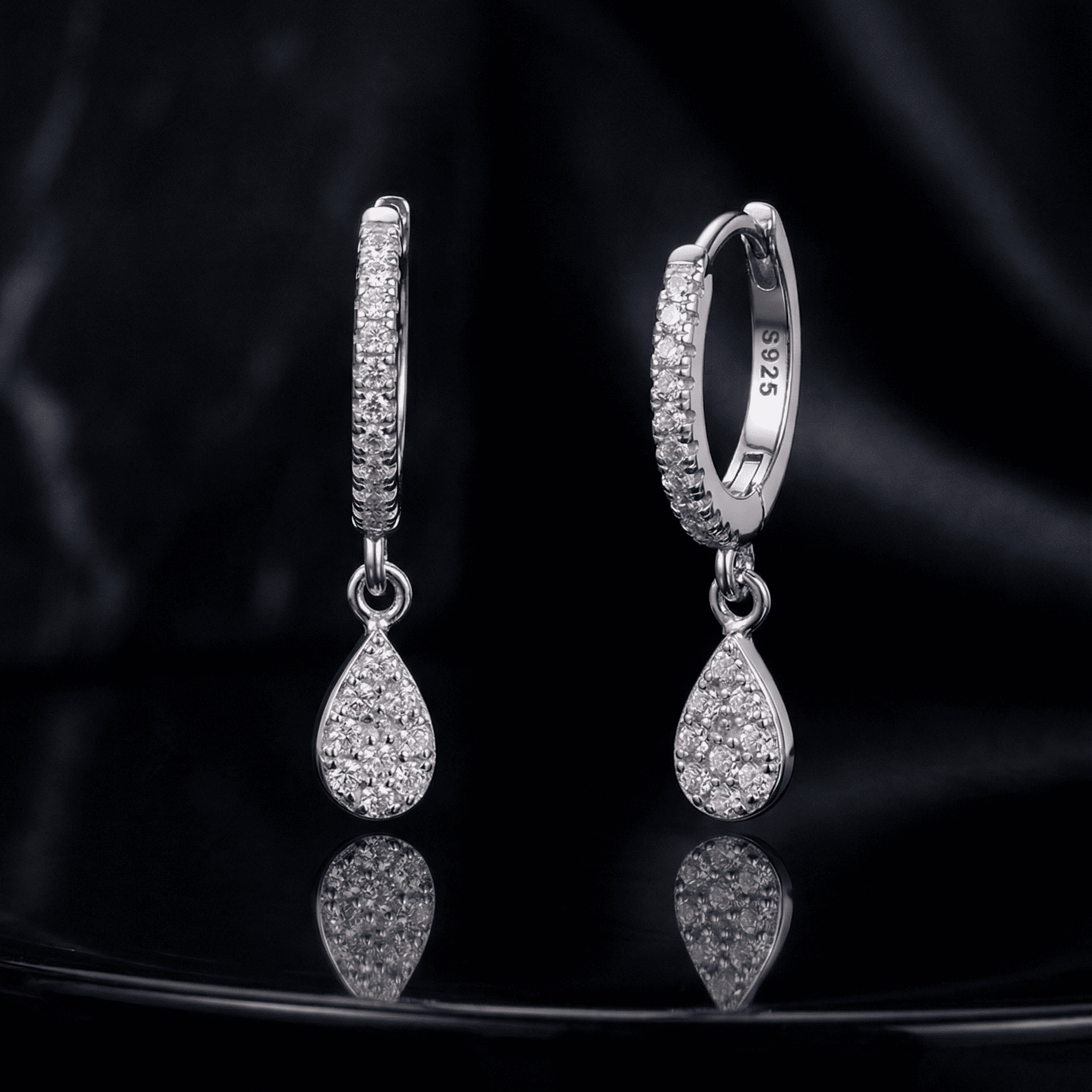 Zirconia Stone Drop Hoop