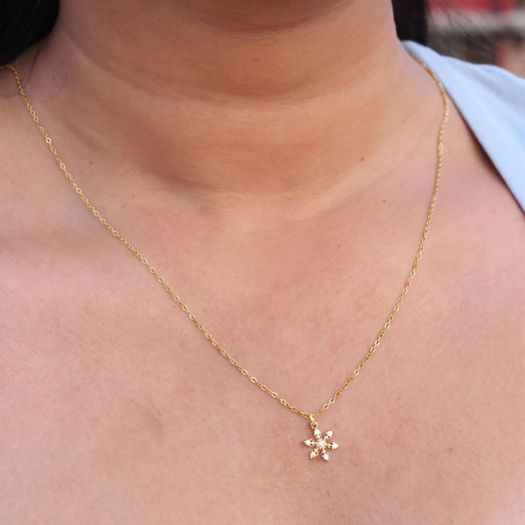 Crystal Snowflake Pendant Necklace