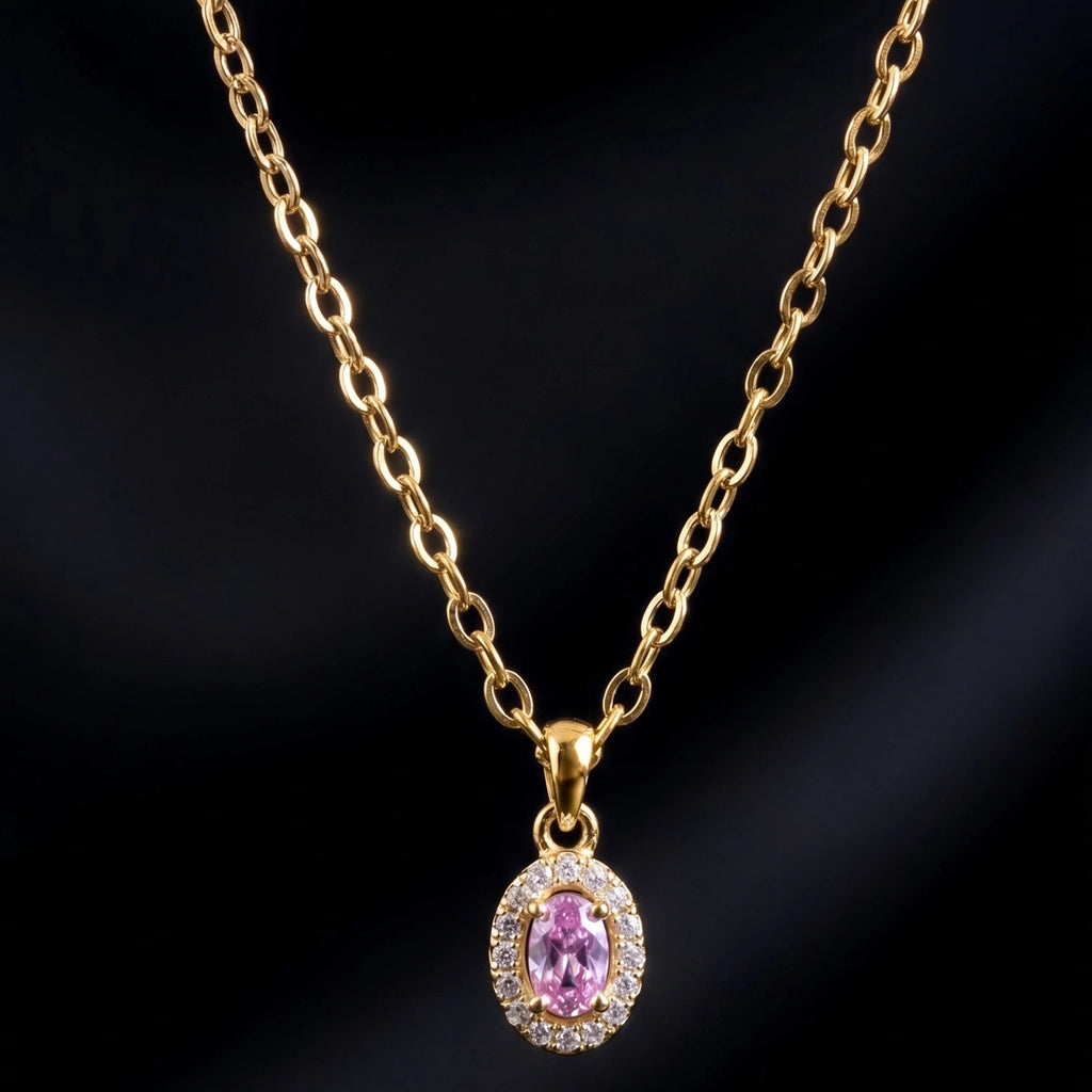 Aurora Pink Solitaire Necklace