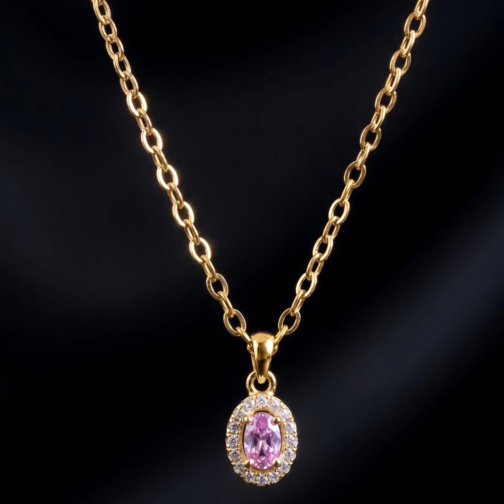Aurora Pink Solitaire Necklace