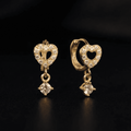 Huggie Heart Drop Hoop Earrings