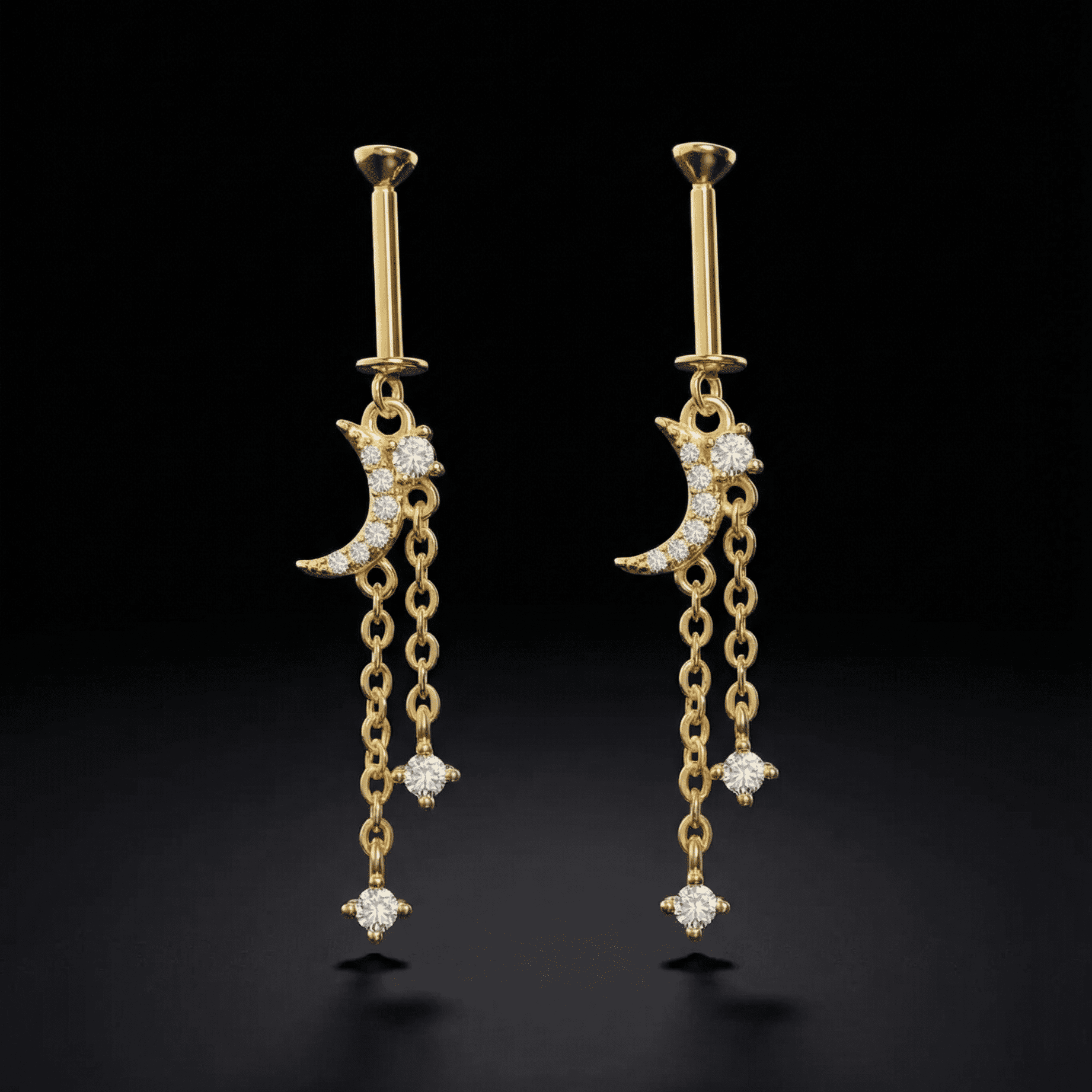 Luxury Luna Chain Helix Hanging Earrings