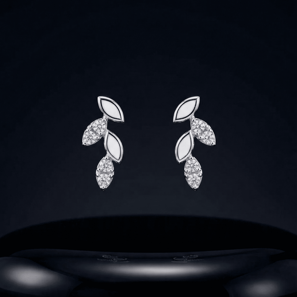 Zirconia Dew Leaf Stud
