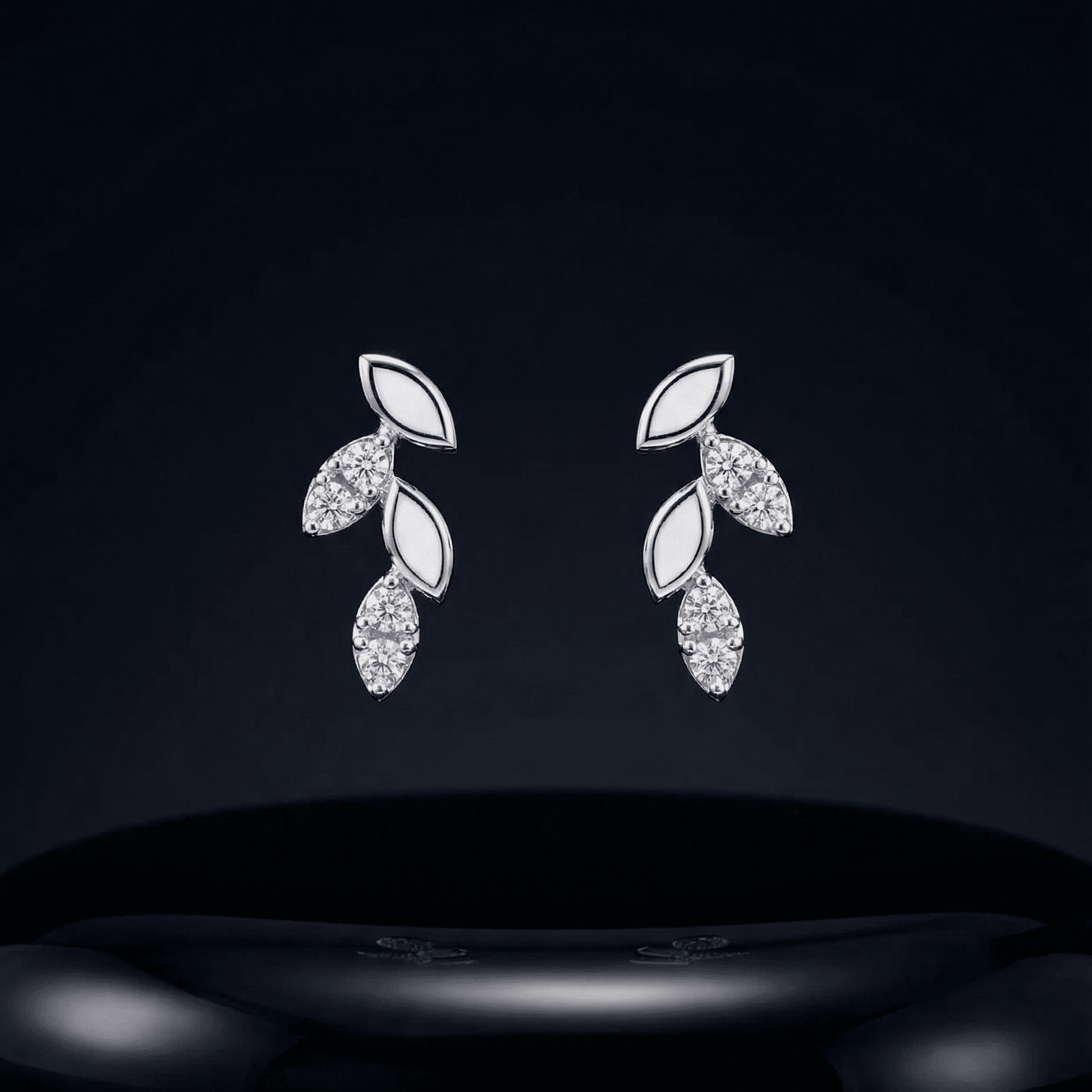 Zirconia Dew Leaf Stud