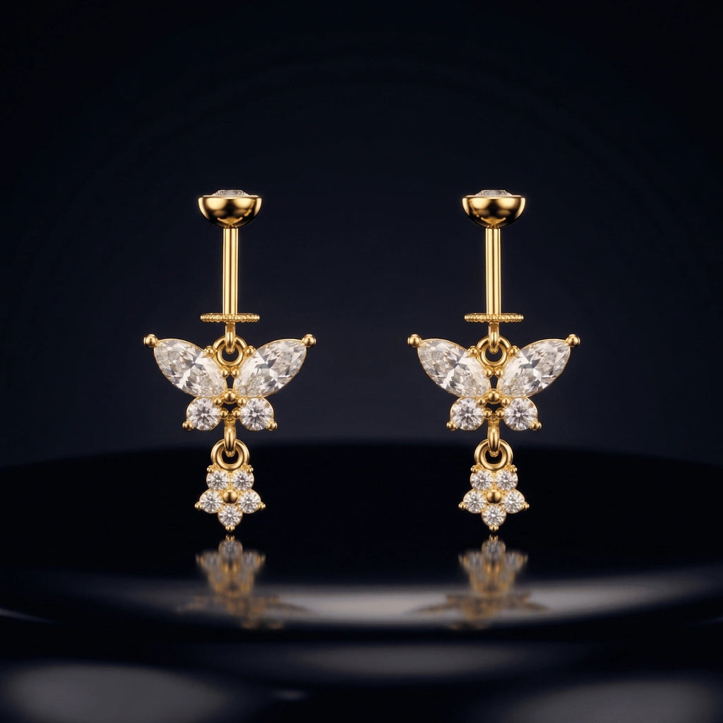 Zirconia Butterfly with a Drop Helix Hanging