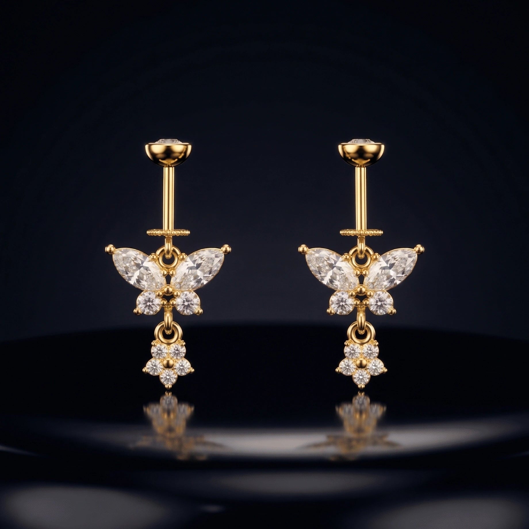 Zirconia Butterfly with a Drop Helix Hanging