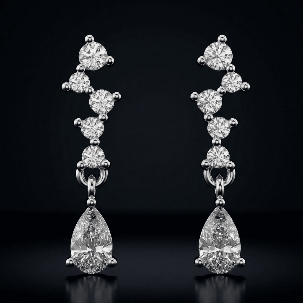 Zirconia Drop Arc Stud Earrings