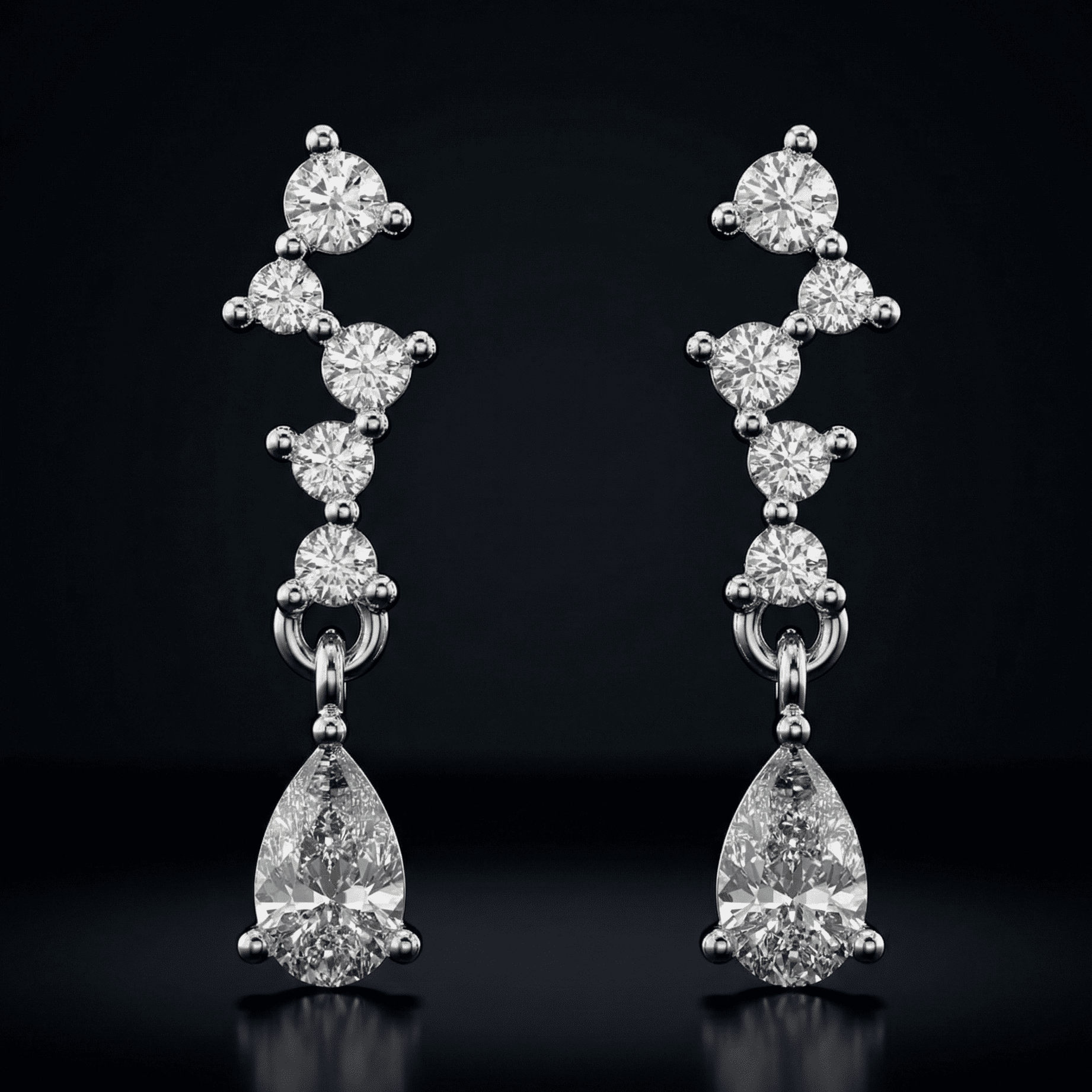 Zirconia Drop Arc Stud Earrings