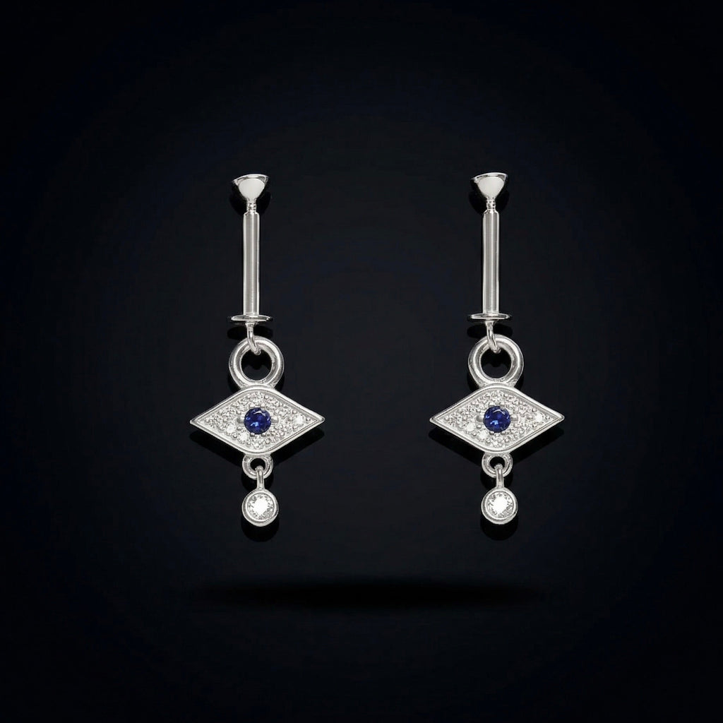 Evil Eye With Zircon Drop Helix Hanging
