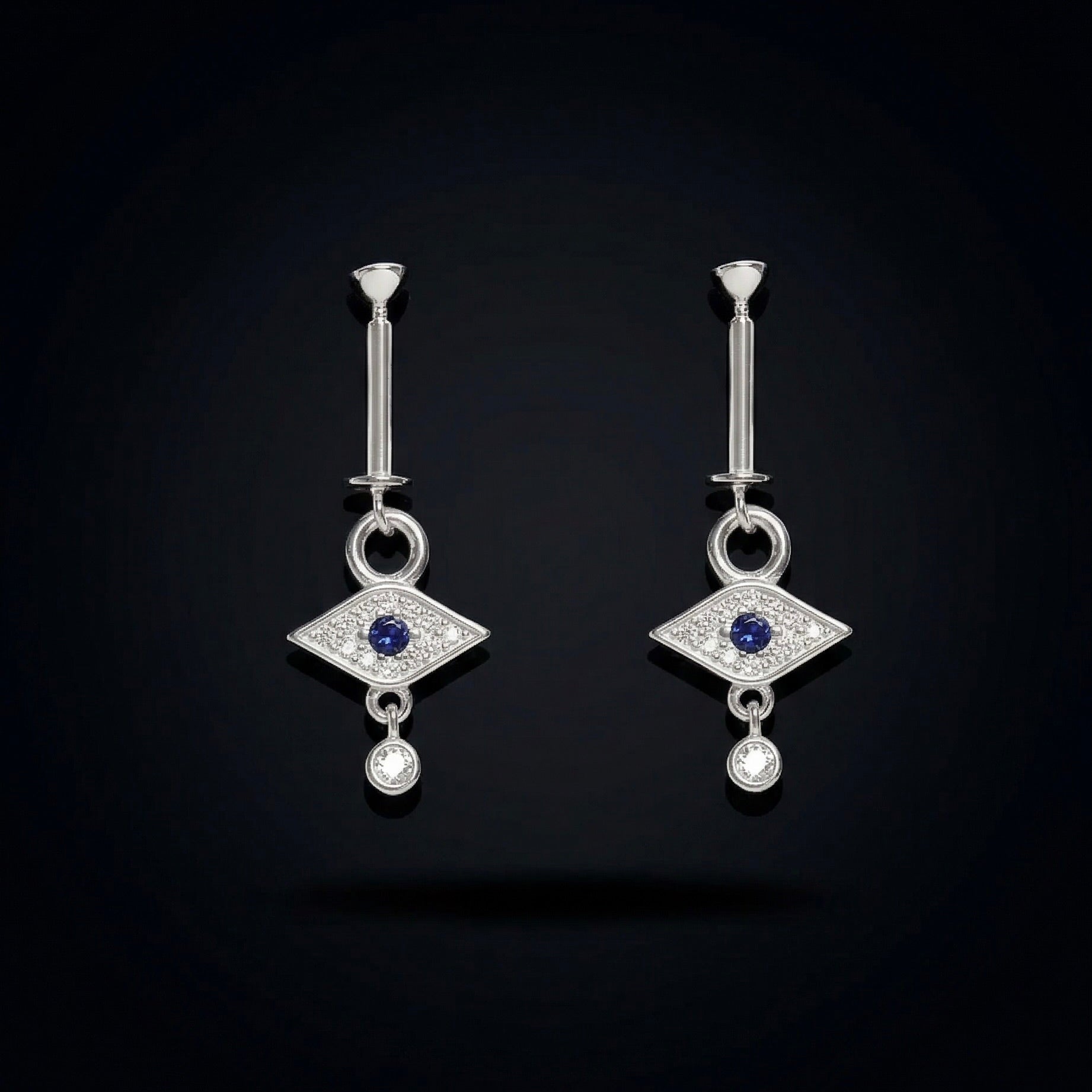 Evil Eye With Zircon Drop Helix Hanging