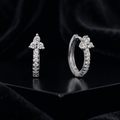 Tri Stone Zirconia Hoop Earrings
