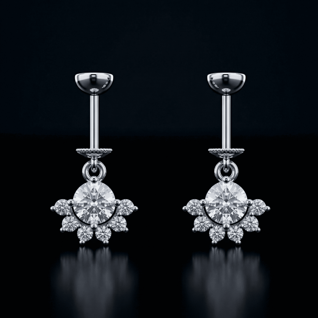 Half Sunray Zirconia Helix Hanging