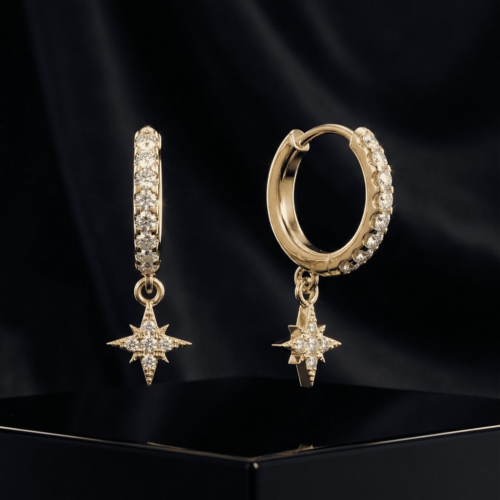 Mini Star Charm Hoop Earrings