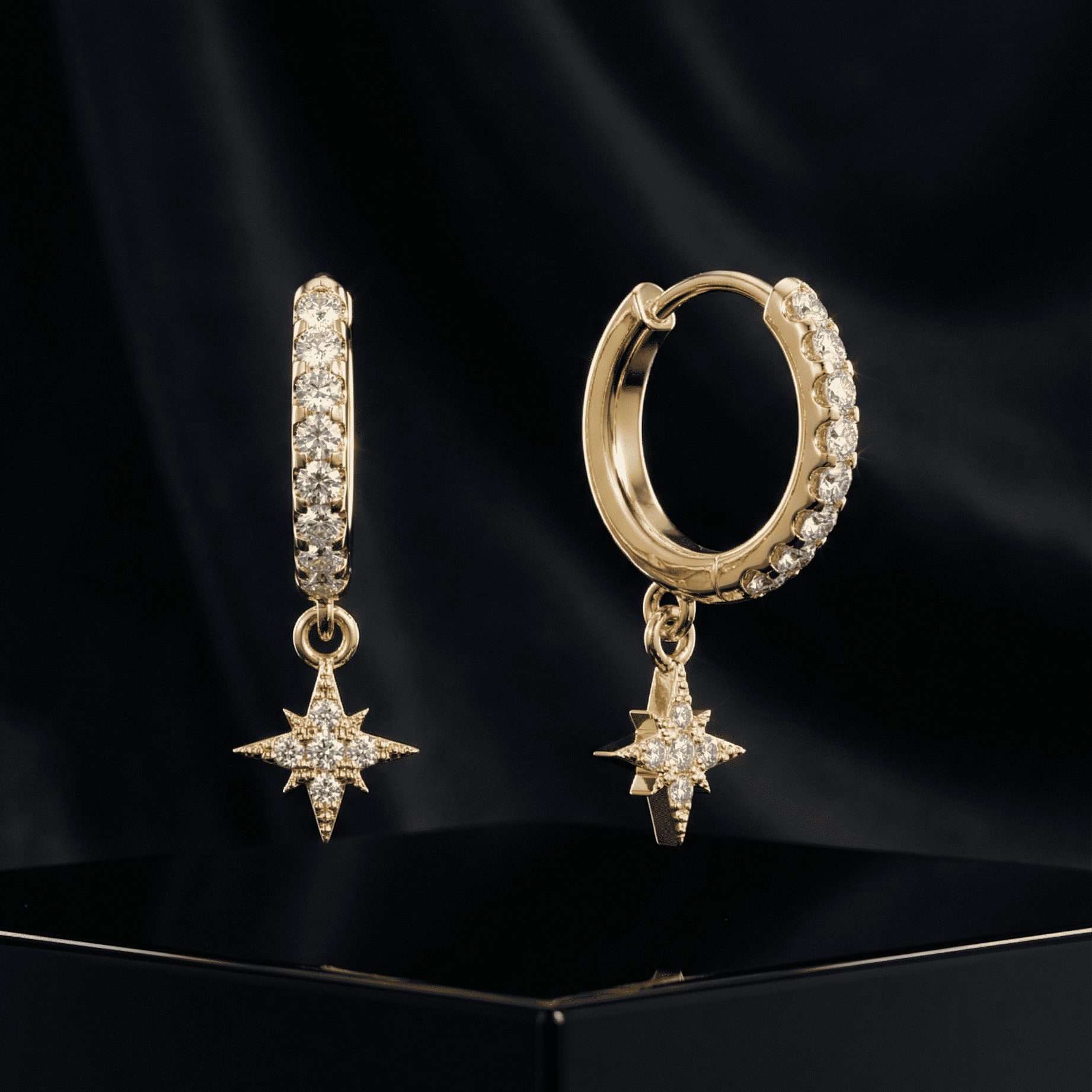 Mini Star Charm Hoop Earrings