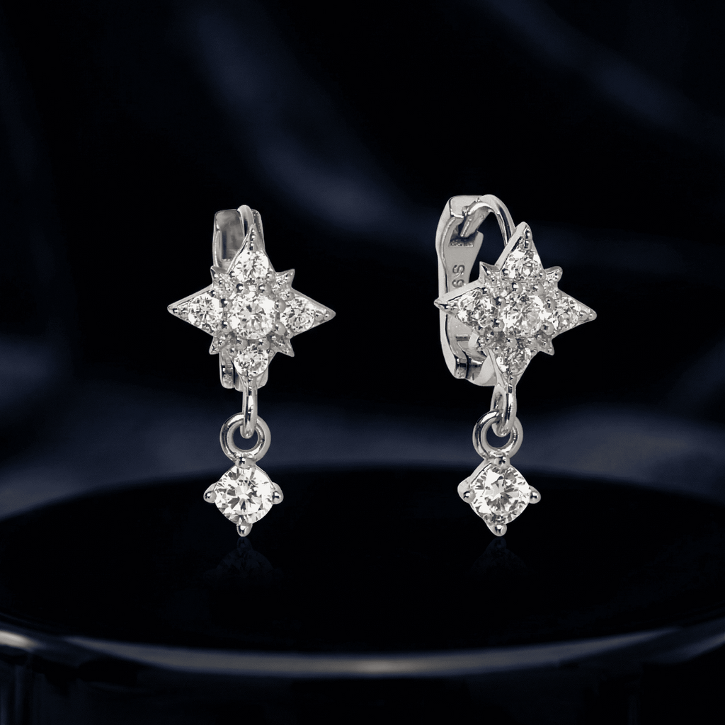 Star Drop Huggie Hoop Earrings
