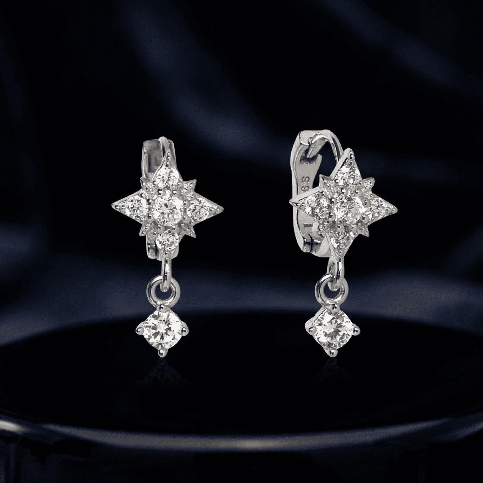 Star Drop Huggie Hoop Earrings