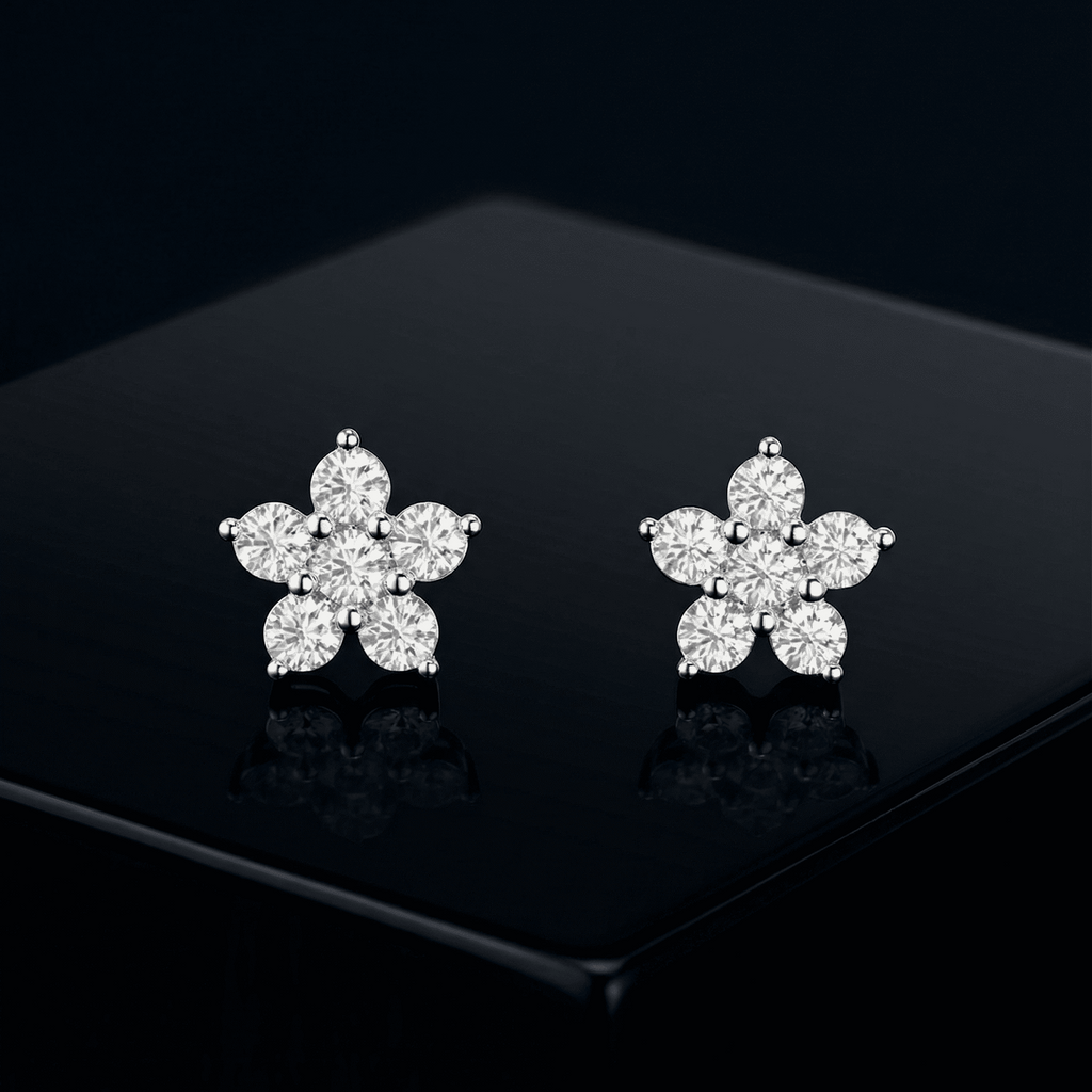 Zirconia Flower Stud Earrings